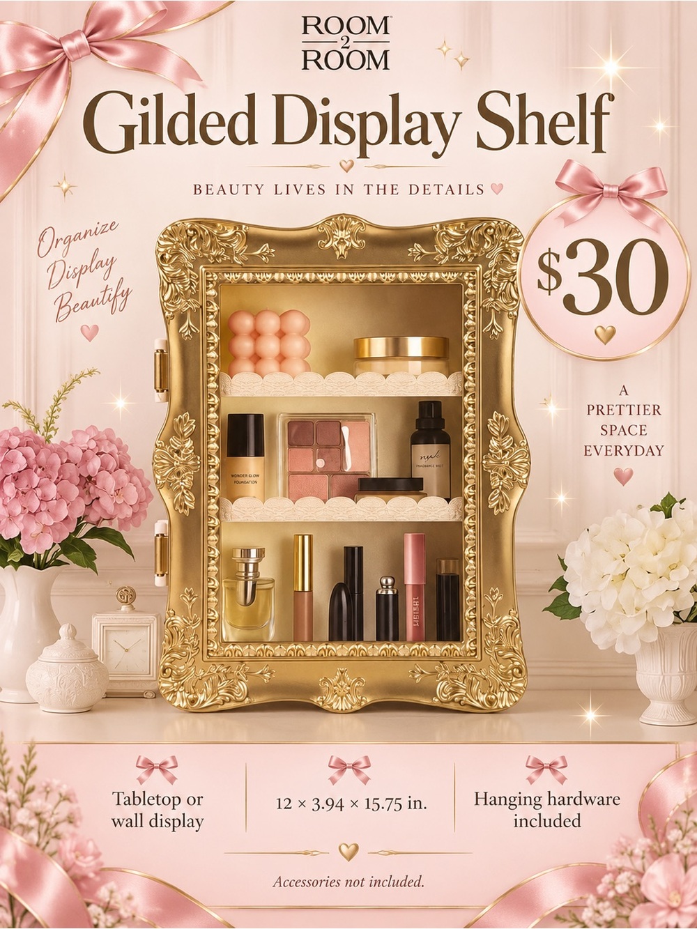 Gilded Display Shelf in Gold